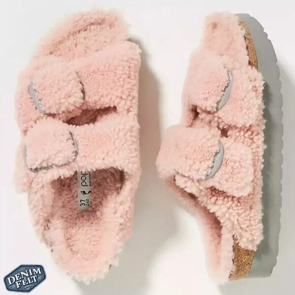 BIRKENSTOCK / Free People ARIZONA BIG BUCKLE SHEARLING | Crystal Rose | NEW!! - Picture 1 of 16